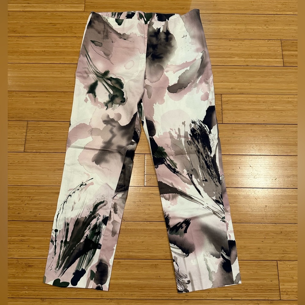 IL LANIFICIO Floral Capri Pants Women Size 4 Italian Stretch Summer Cropped